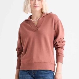 New Duer Brushed Terry Collared Pullover - Rust